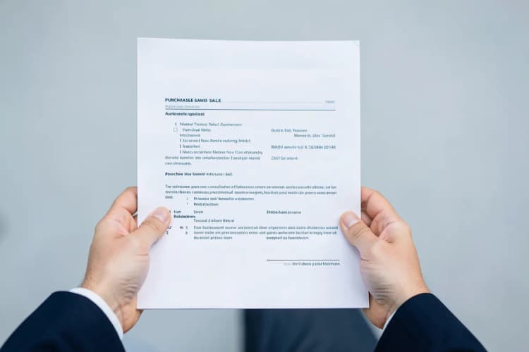 Uma pessoa segurando um documento de contrato com as duas mãos.