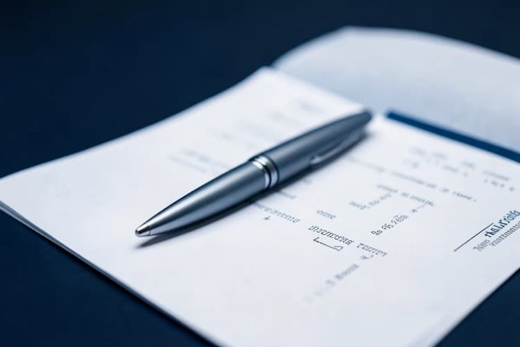 Uma caneta sobre um contrato de locação aberto.